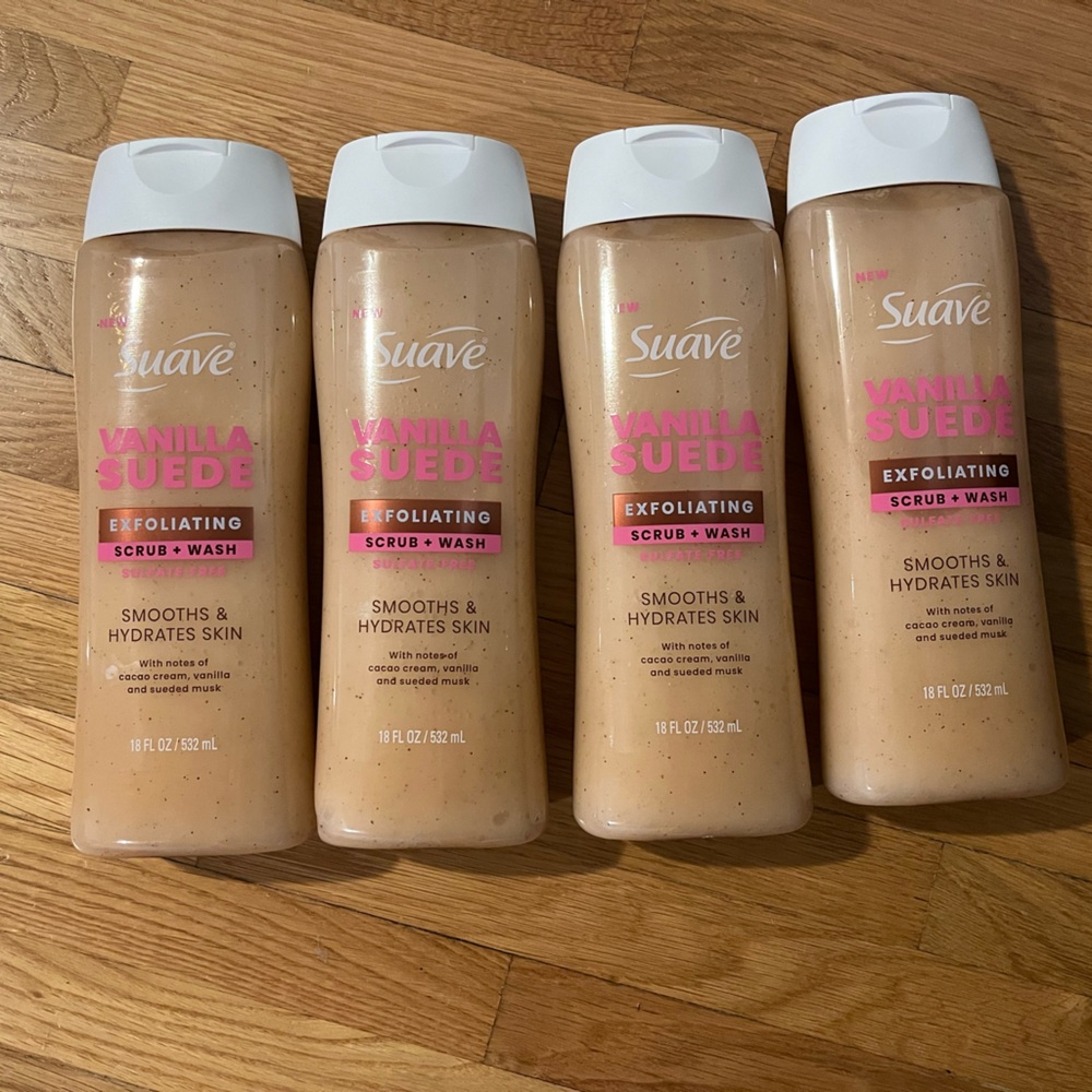4pk Suave Exfoliating Sulfate-Free Hydrating
Body Wash and Scrub - Vanilla Suede